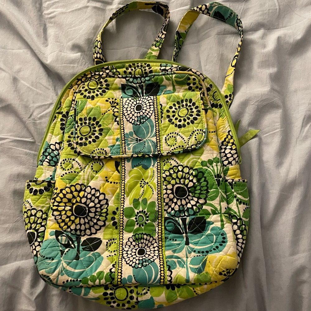 Vera Bradley small green and blue backpack